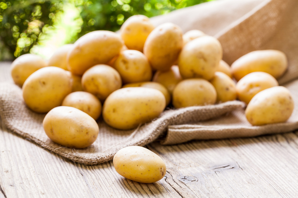 Farm Fresh  Potatoes On A Hessian Sack